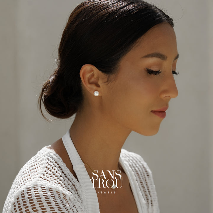 Kari Pearl Stud Earrings - Pierced