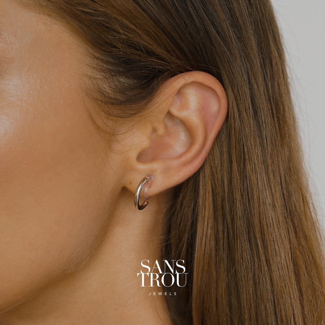 Kehlani Clip-On Hoop Earrings - Silver