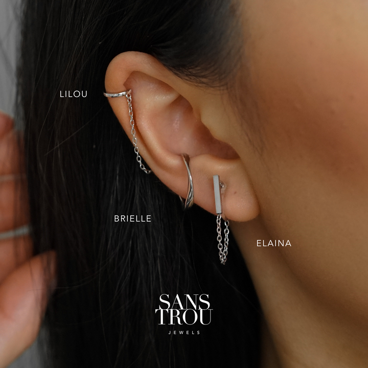 Elaina Chain Clip-on Earrings - Silver