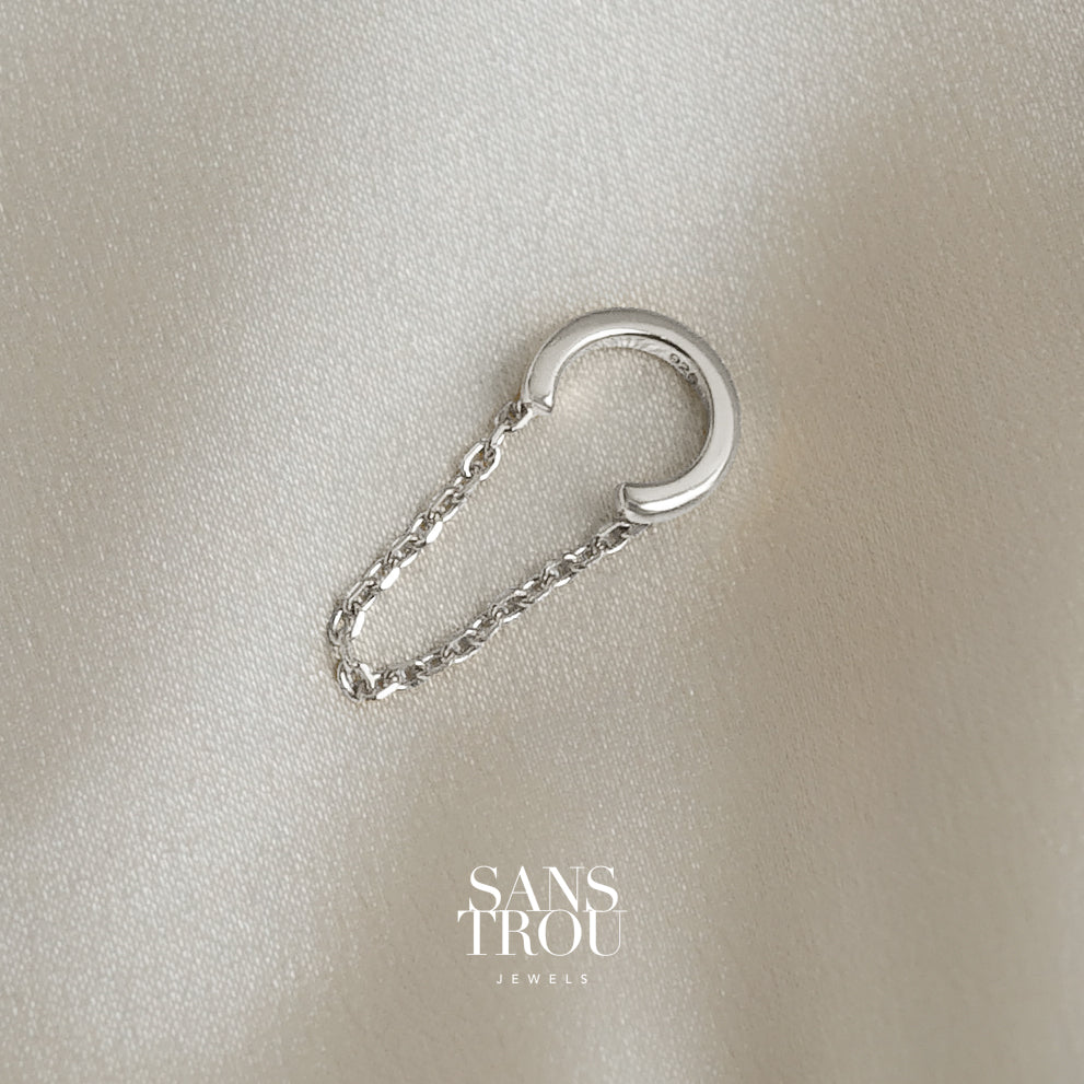Lilou Helix Chain Ear Cuff - Silver