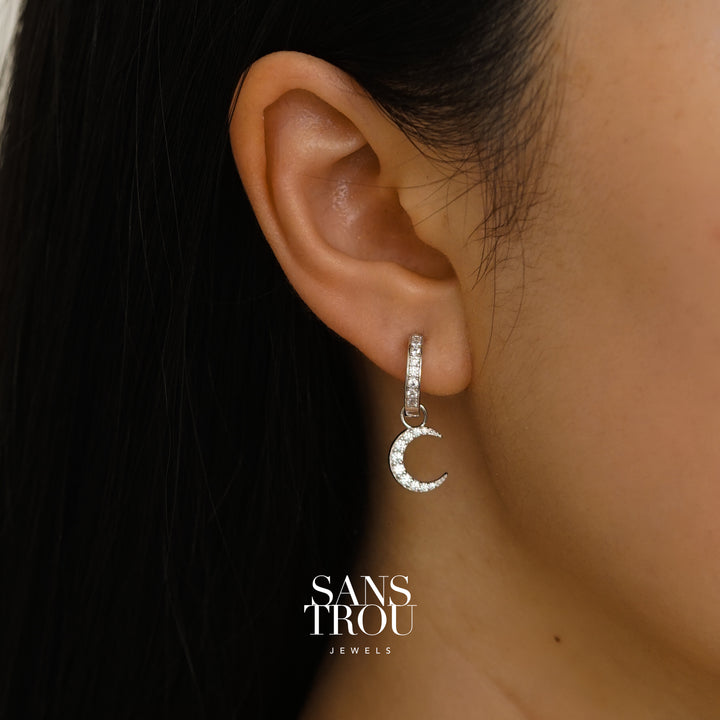Luna Moon Hoop Charm - Silver - Single