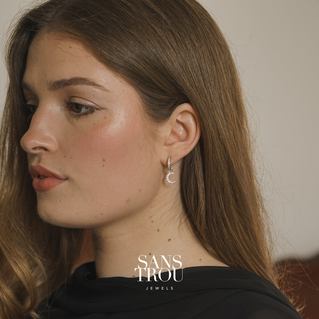 Luna Moon Hoop Charm - Silver - Single