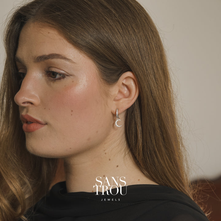 Luna Moon Hoop Charm - Silver - Single