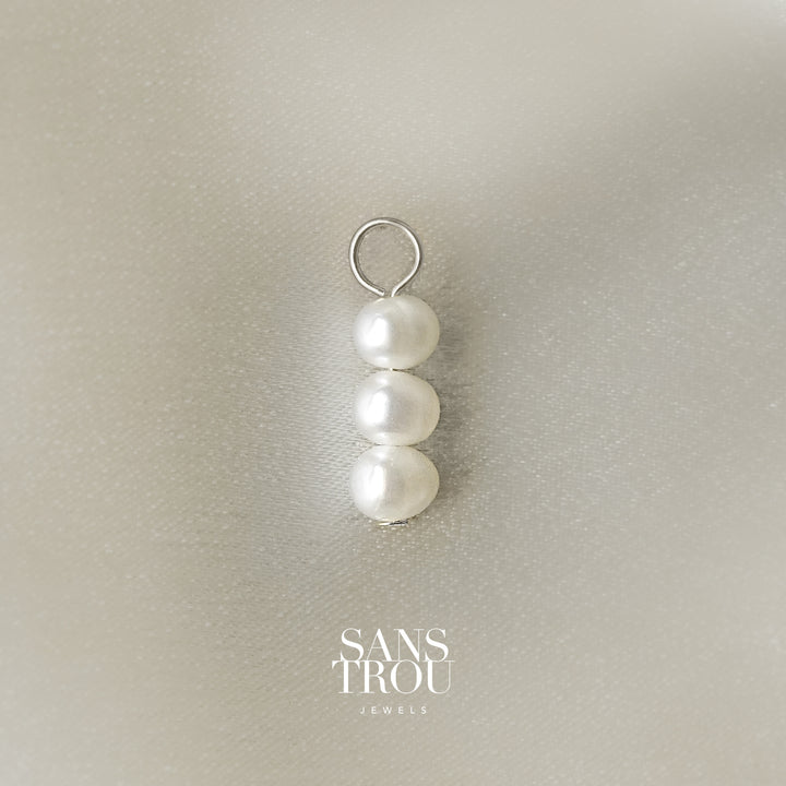 Mimi Triple Pearl Hoop Charm - Silver - Single