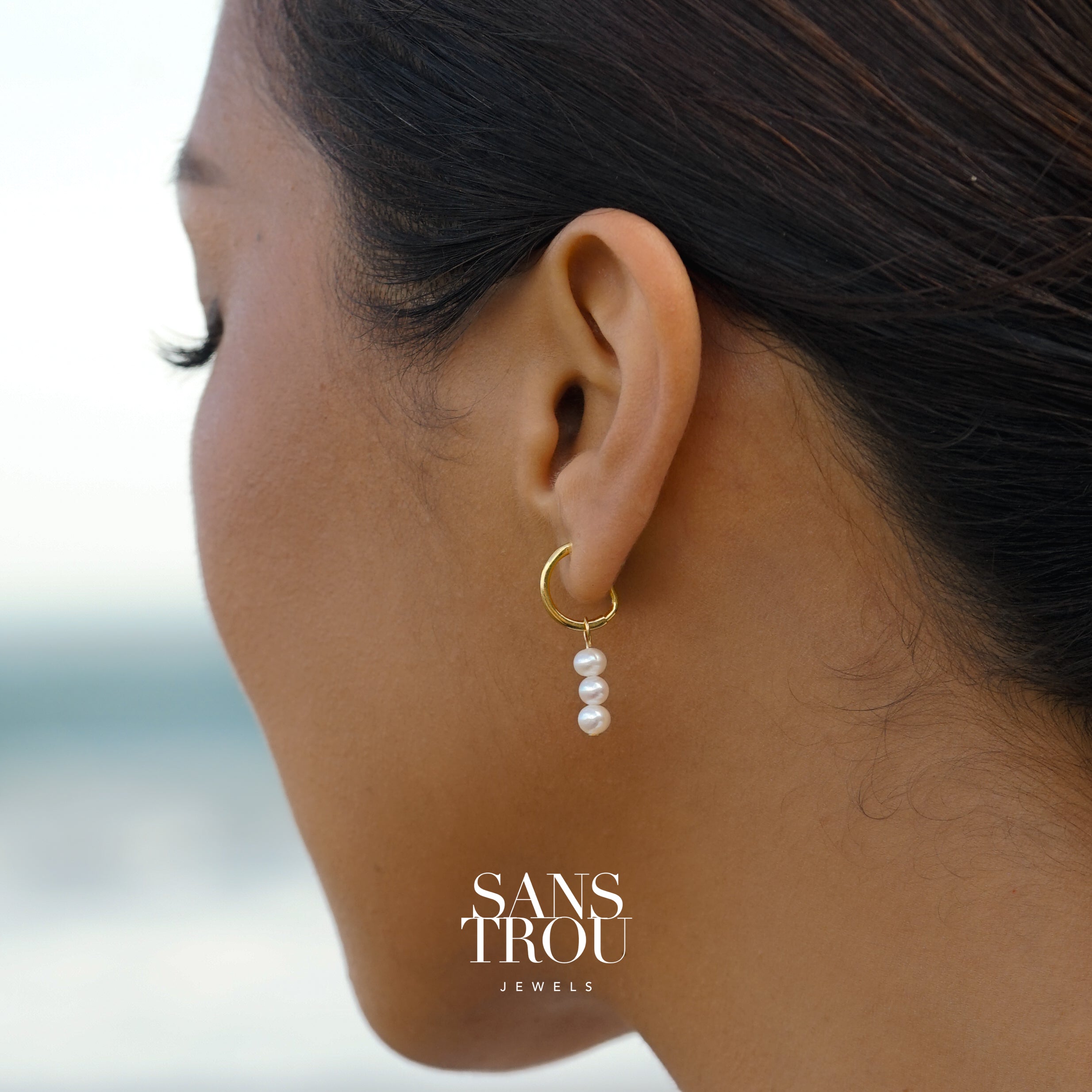 Mimi Triple Pearl Hoop Charm - Single