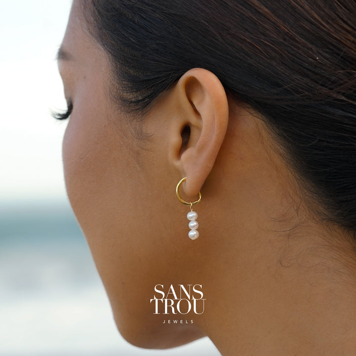 Mimi Triple Pearl Hoop Charm - Single
