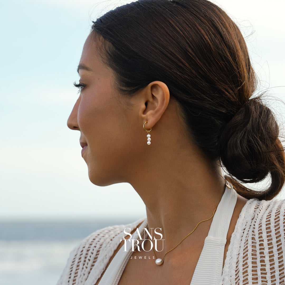 Mimi Triple Pearl Hoop Charm - Single