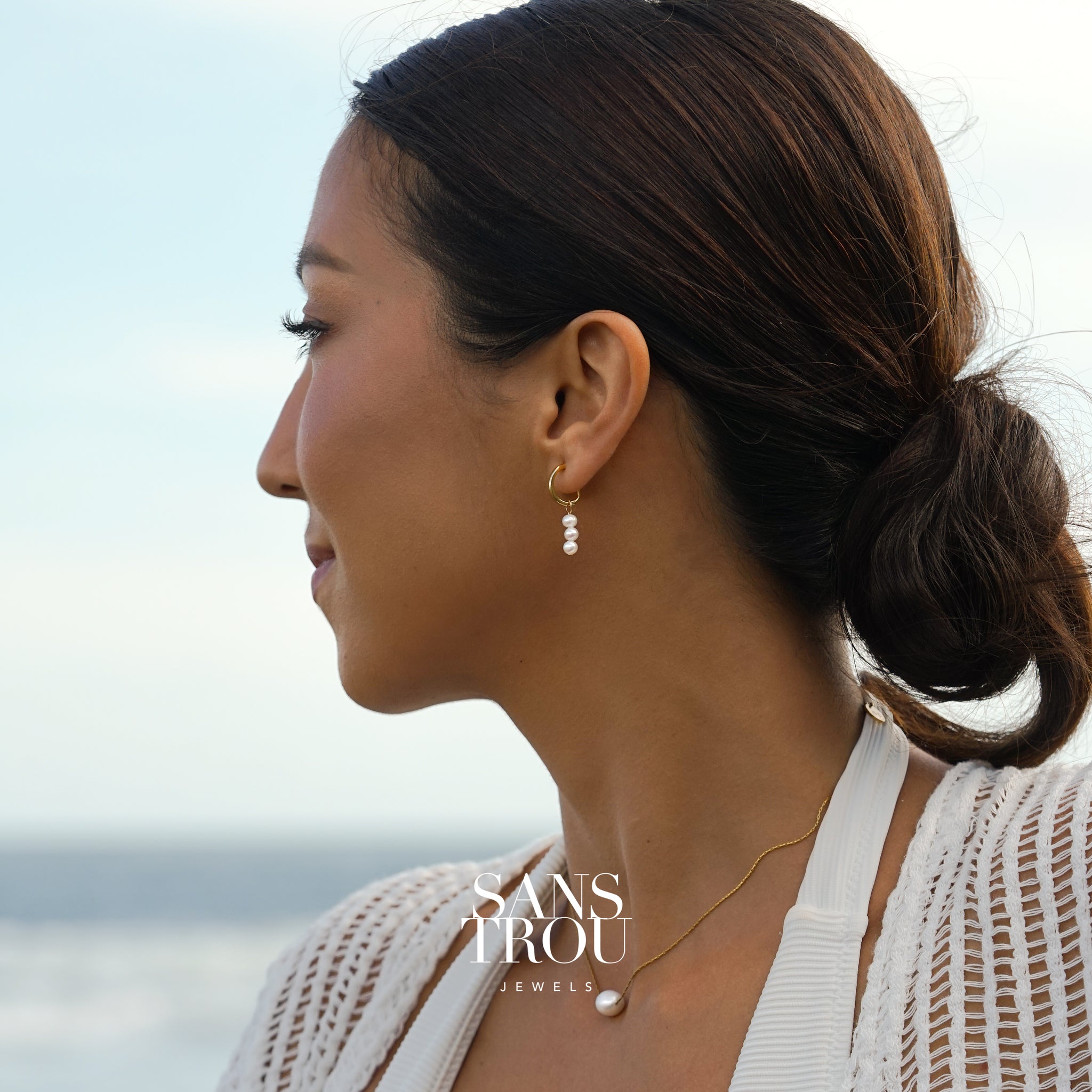 Mimi Triple Pearl Hoop Charm - Single