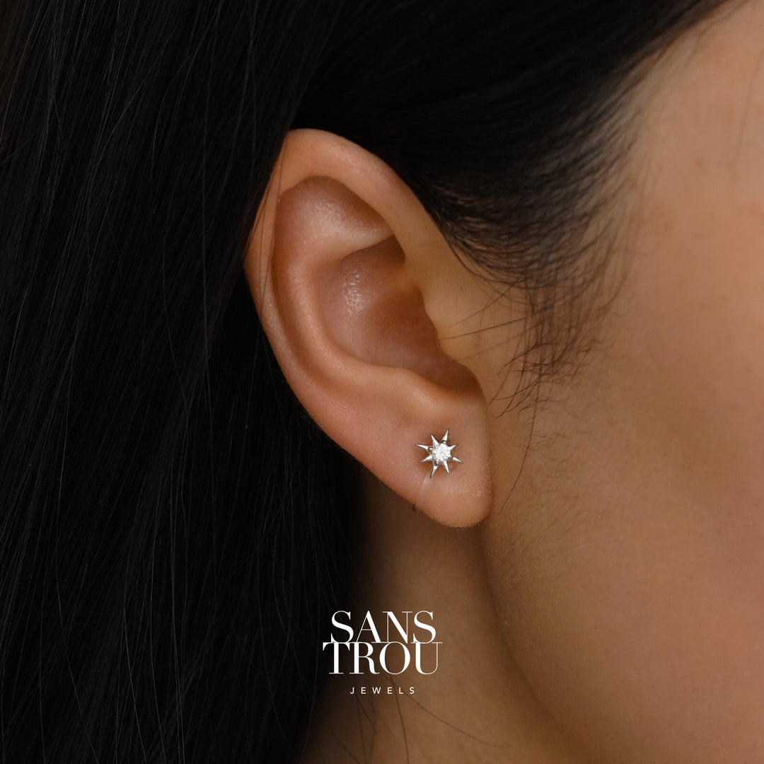 Nova Star Clip-On Stud Earrings - Silver