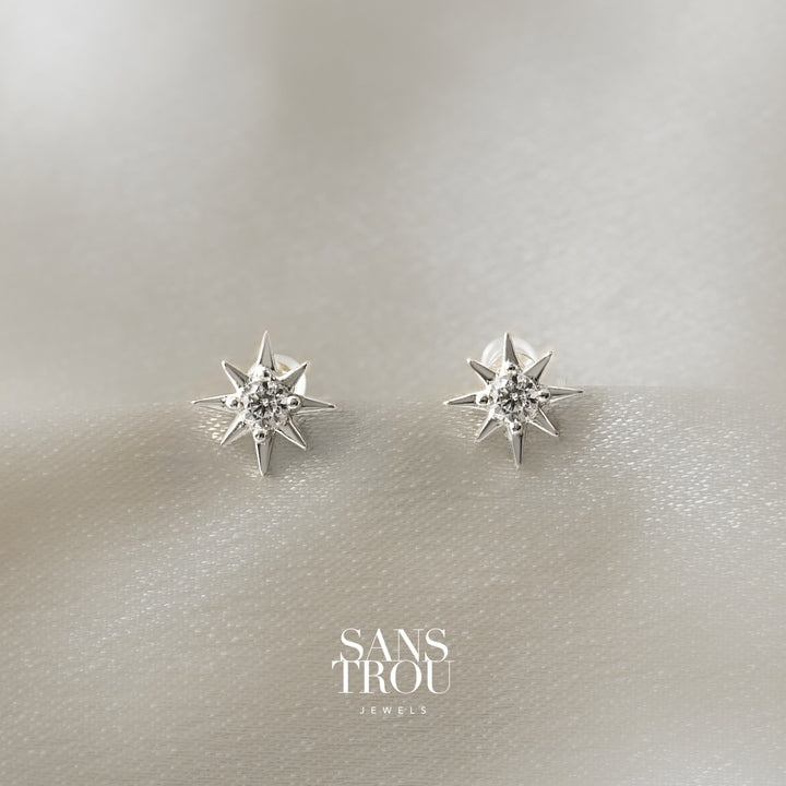 Nova Star Clip-On Stud Earrings - Silver