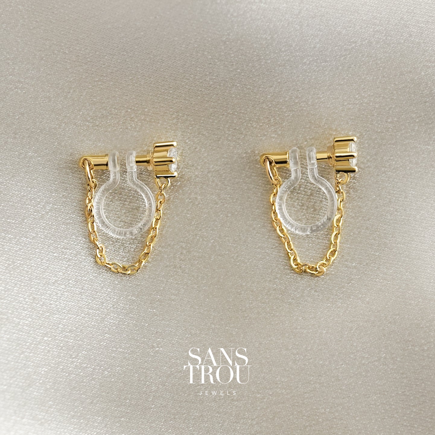 Nylah Clip-On Chain Earrings