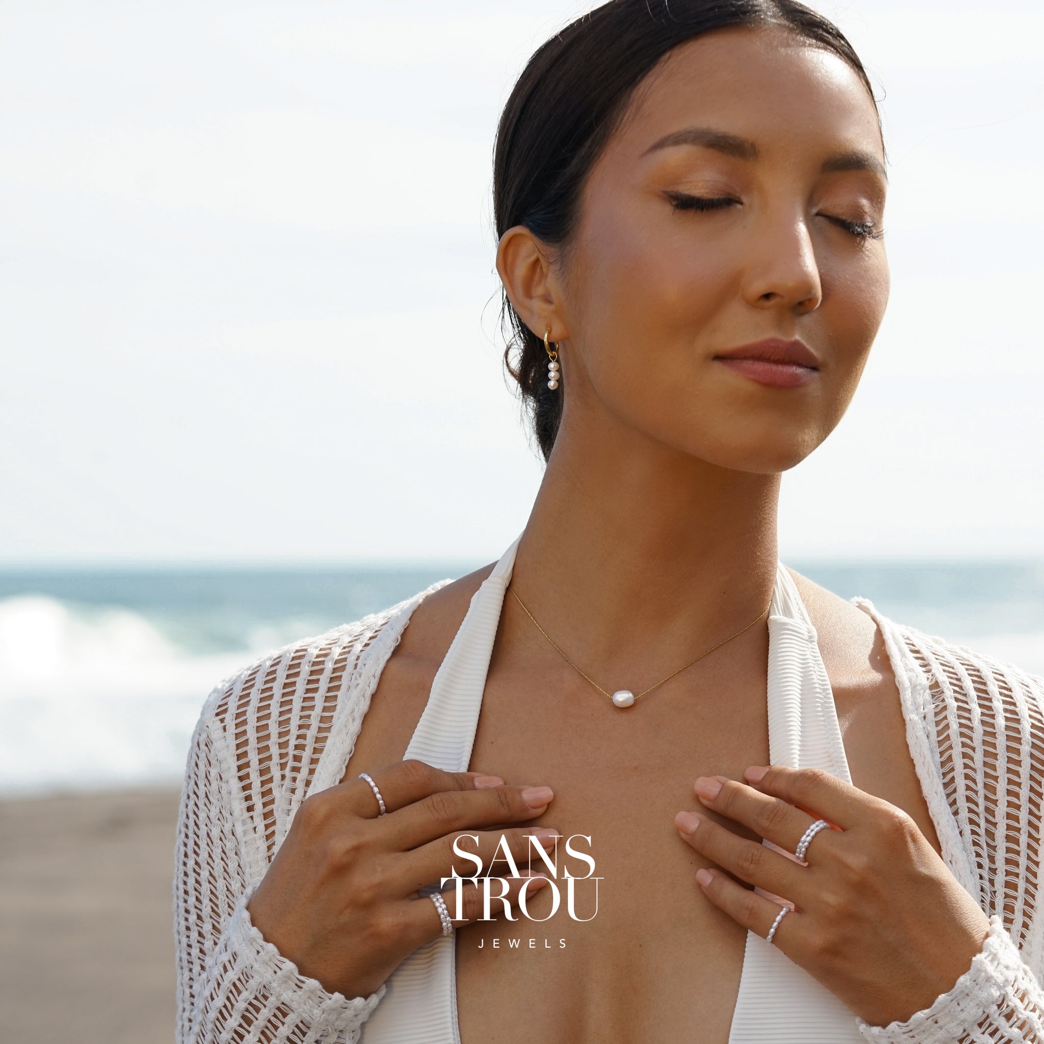 Mimi Triple Pearl Hoop Charm - Single