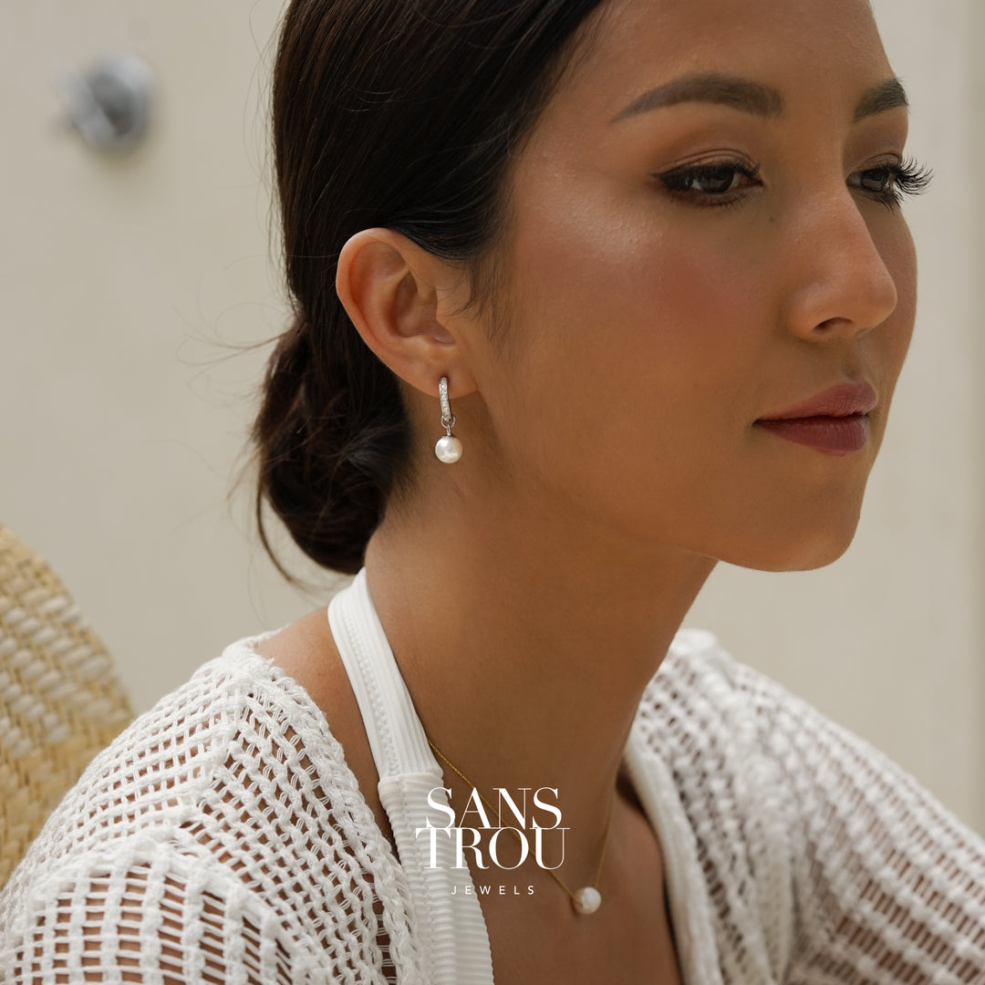 Paloma Round Pearl Hoop Charm - Silver - Single