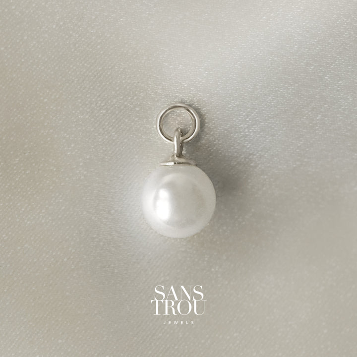 Paloma Round Pearl Hoop Charm - Silver - Single