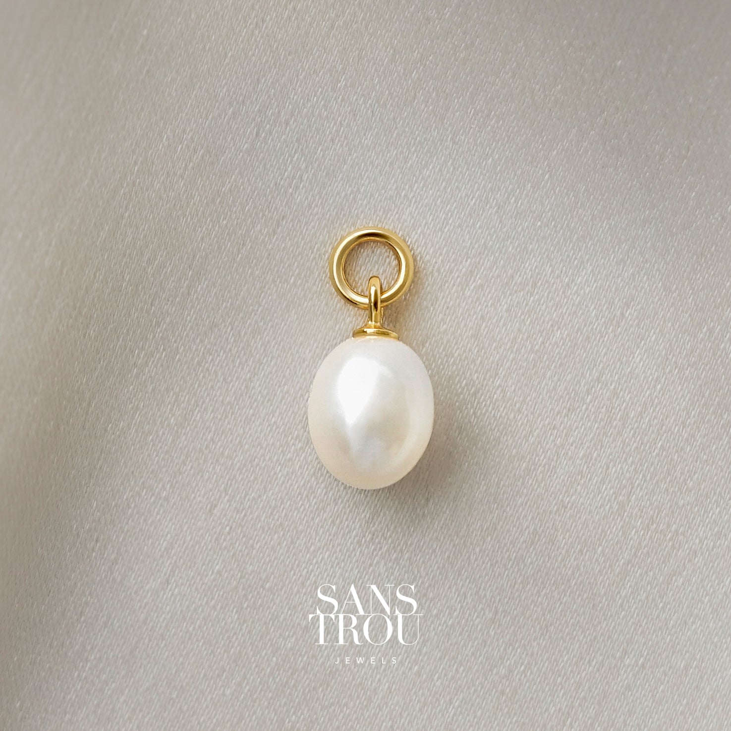 Gold freshwater pearl hoop charm for earrings