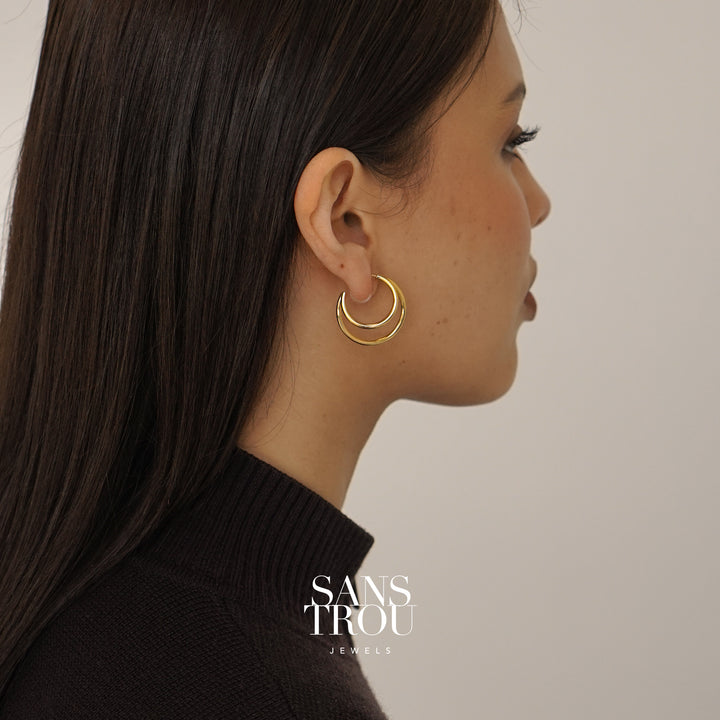 Rhea Double Hoop Clip-On Earrings - Classic Clip (L)