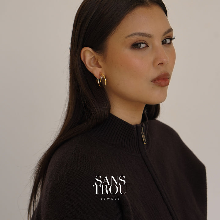 Rhea Double Hoop Clip-On Earrings - Classic Clip (L)