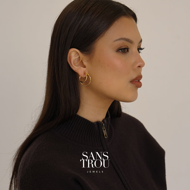 Rhea Double Hoop Clip-On Earrings - Classic Clip (L)