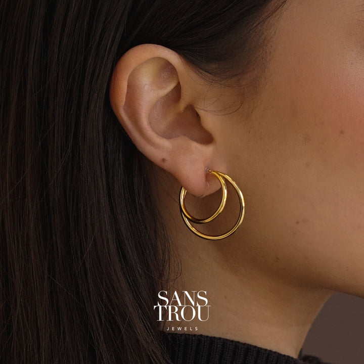 Rhea Double Hoop Clip-On Earrings - Classic Clip (L)