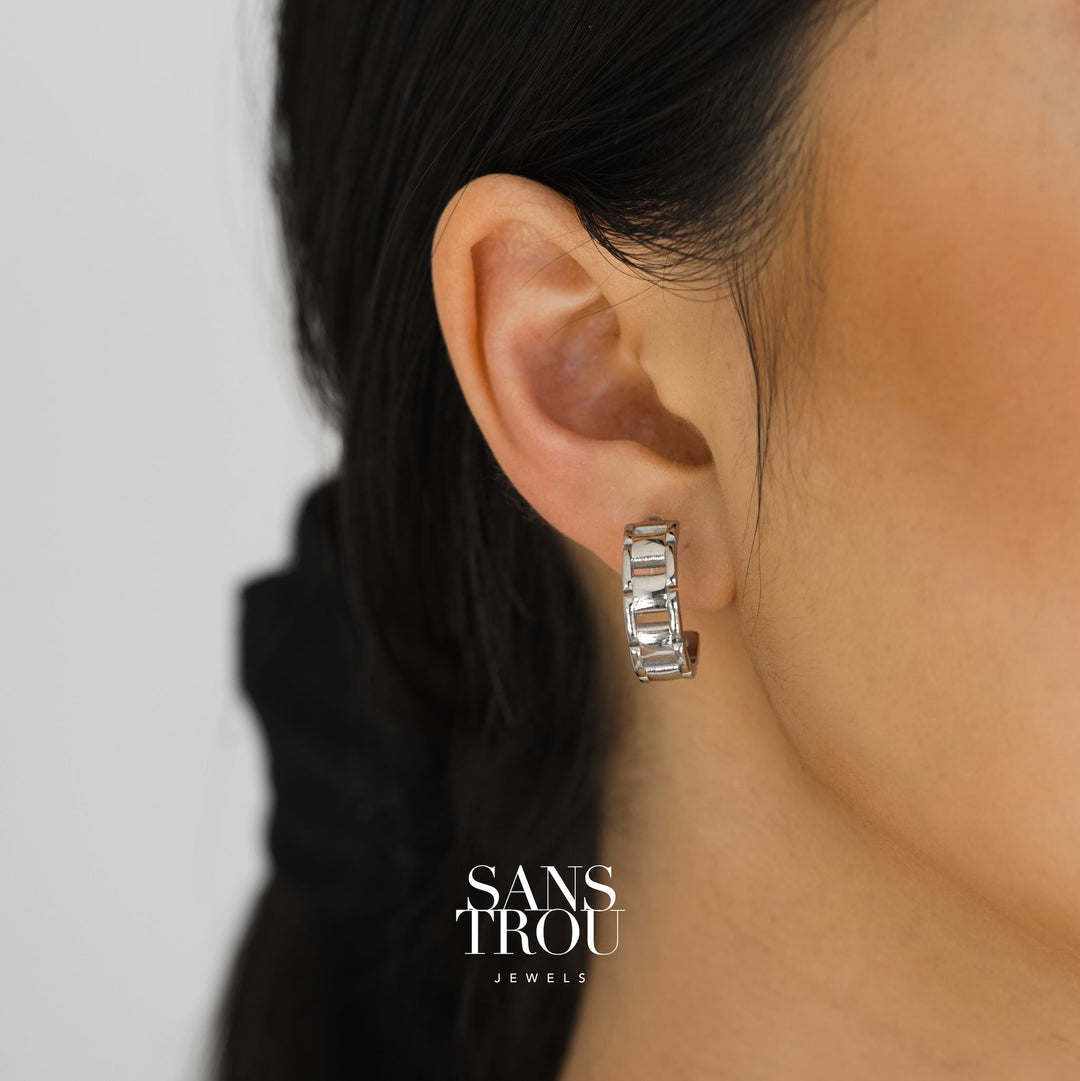 Rosa Clip-On Hoop Earrings - Silver - Classic Clip (L)