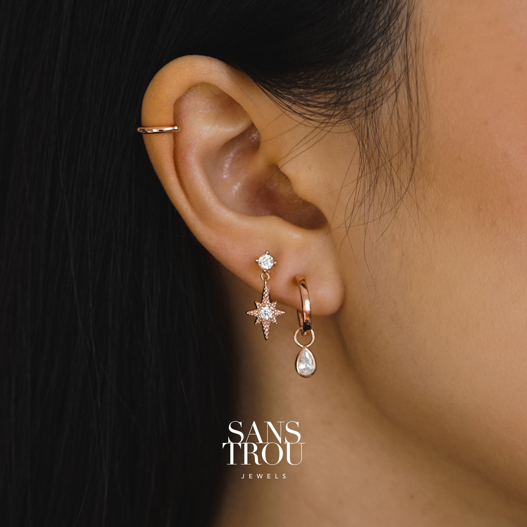 Kaia Clip-On Huggie Earrings - Rose Gold