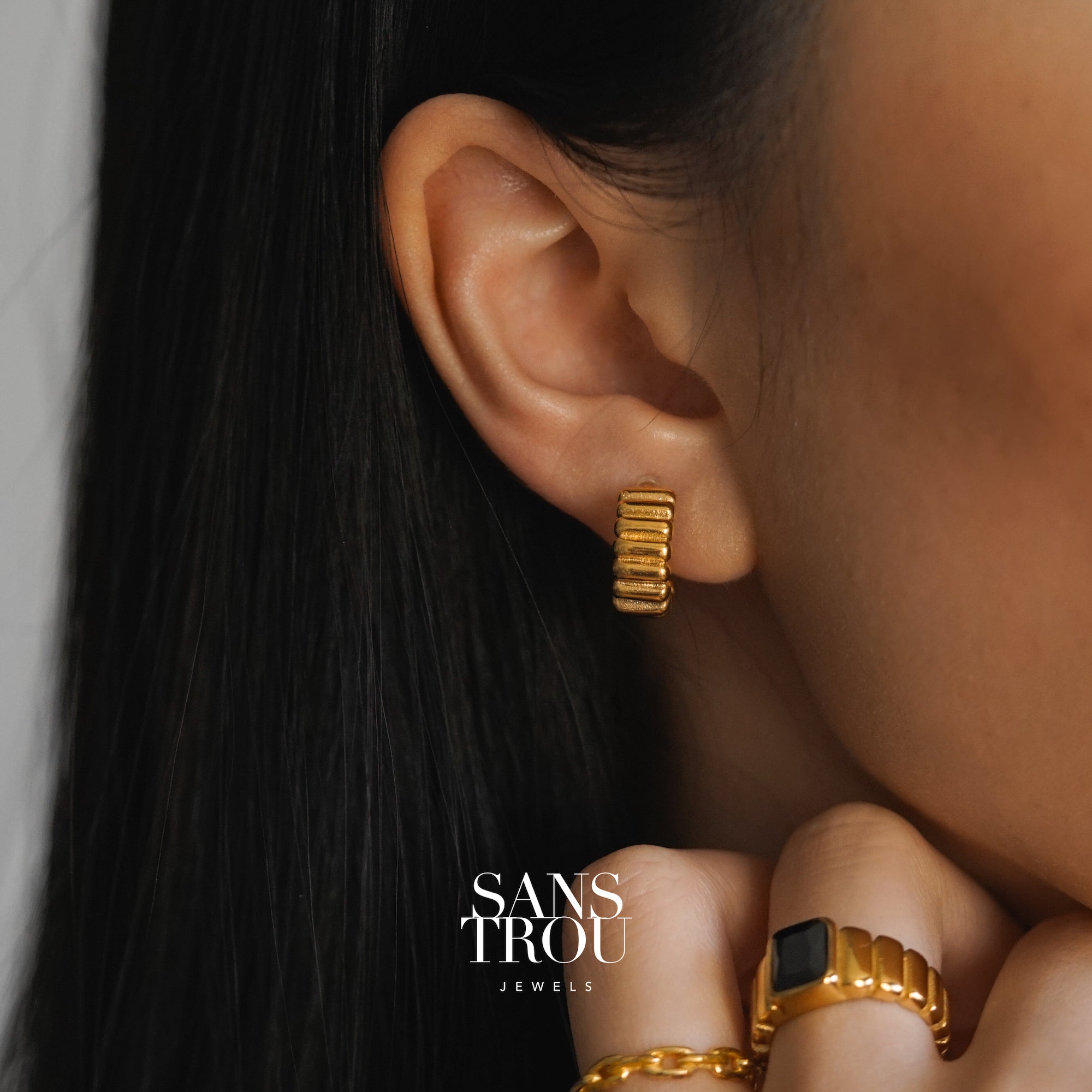 Rowena Clip-On Huggie Earrings