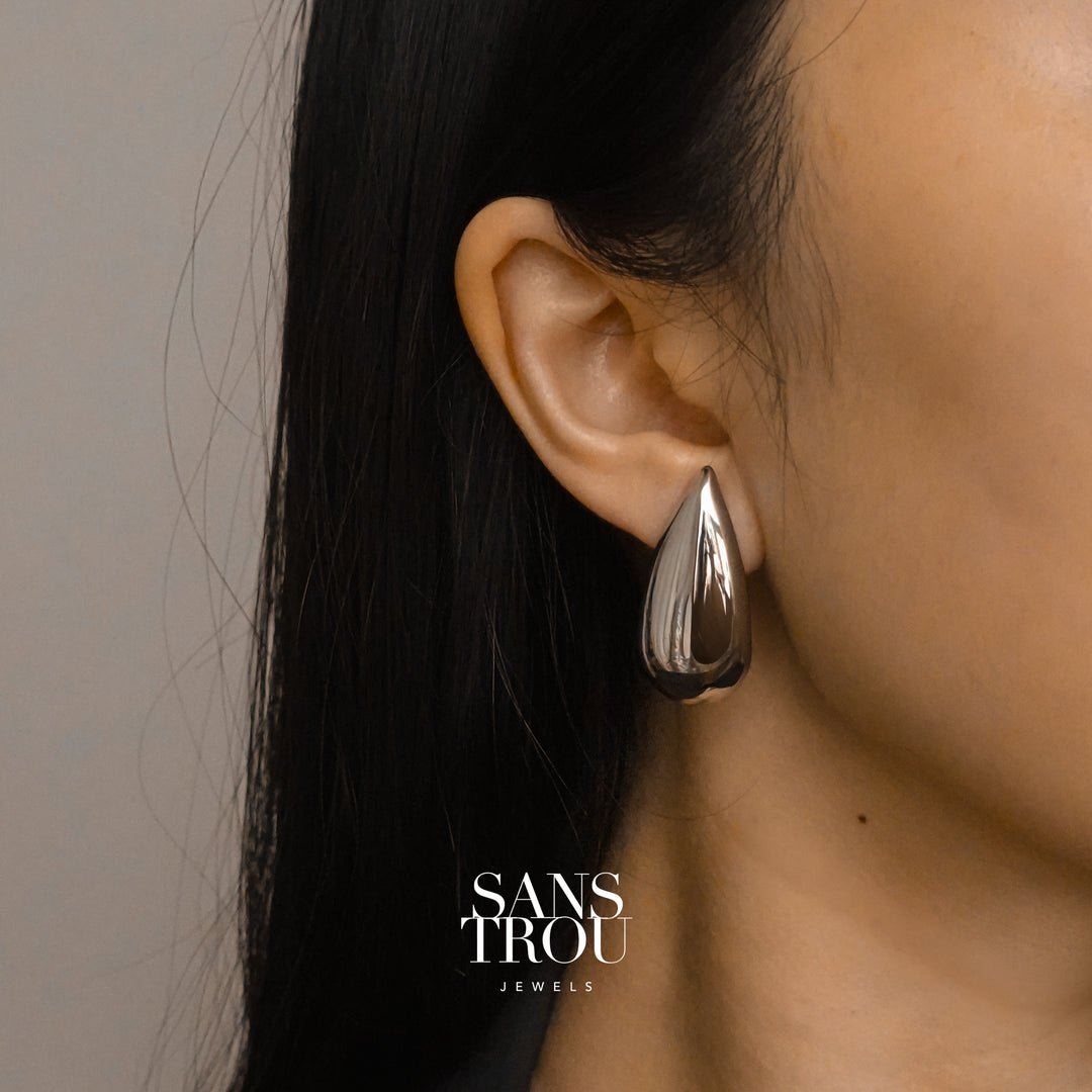 Safia Grande Clip-On Earrings - Silver - Spring Clip - SAMPLE