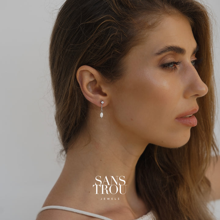 Tatiana Pearl Clip-On Earrings - Silver