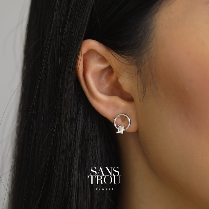 Tayah Circle Clip-On Stud Earrings - Silver