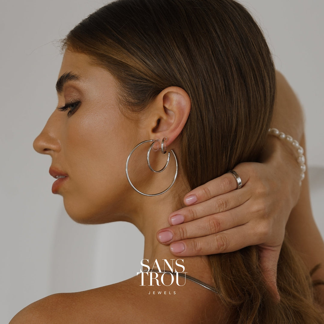 Briar Clip-On Hoop Earrings Silver - Spring Clip