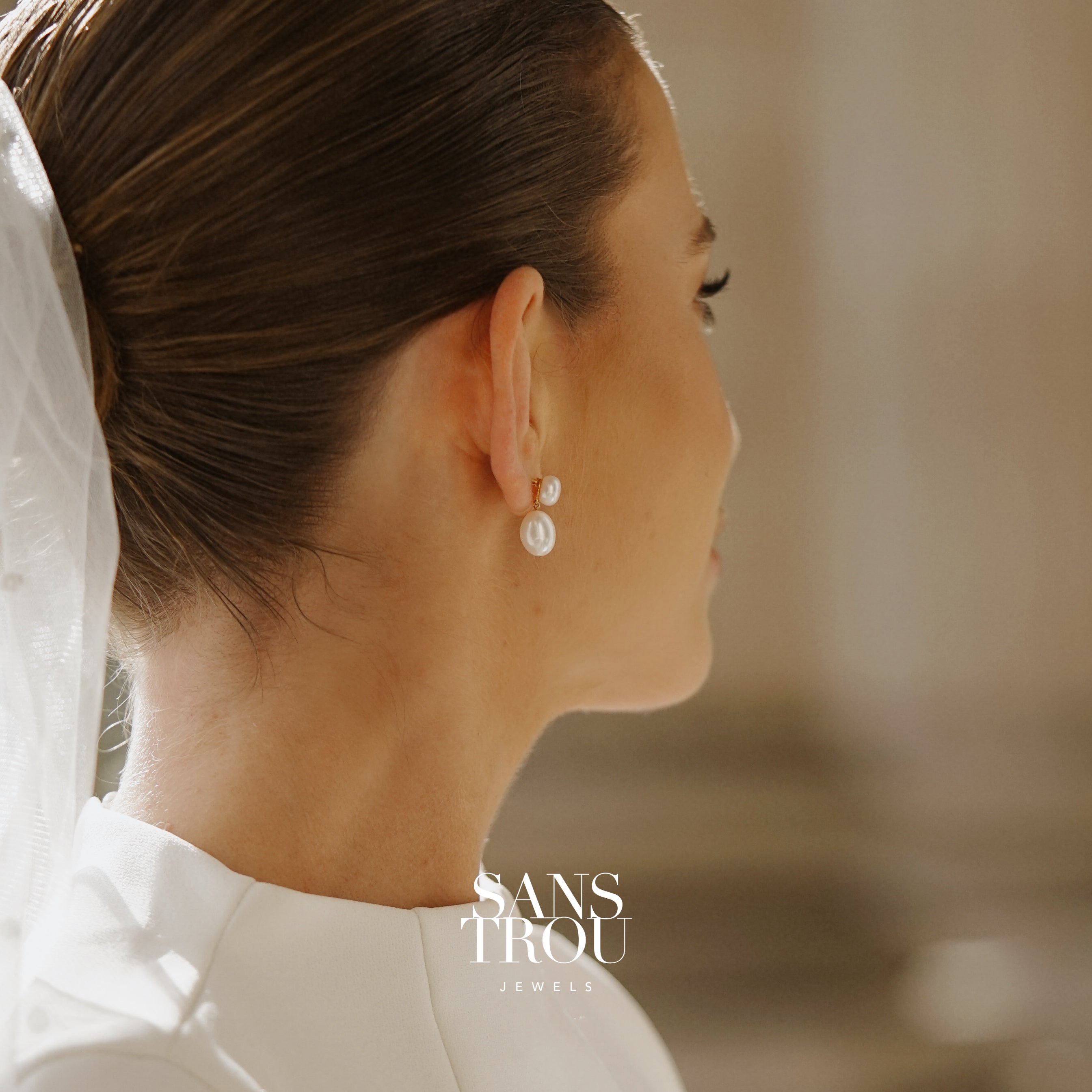 Viola Double Pearl Clip-On Earrings