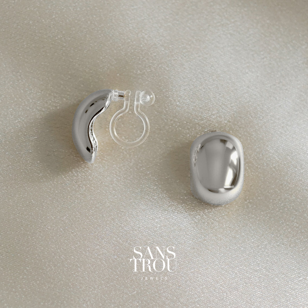 Winona Petite Dome Clip-On Earrings - Silver