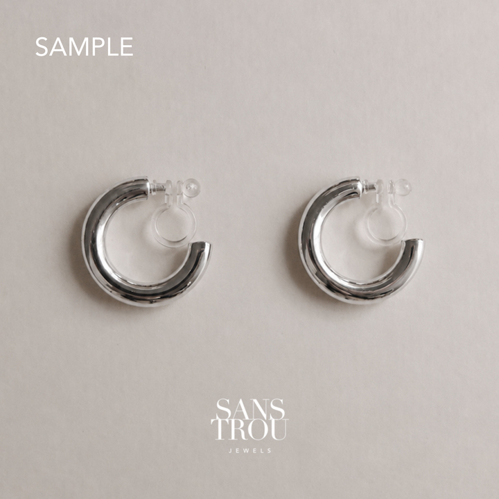 Yvette Clip-On Hoop Earrings - Silver - SAMPLE