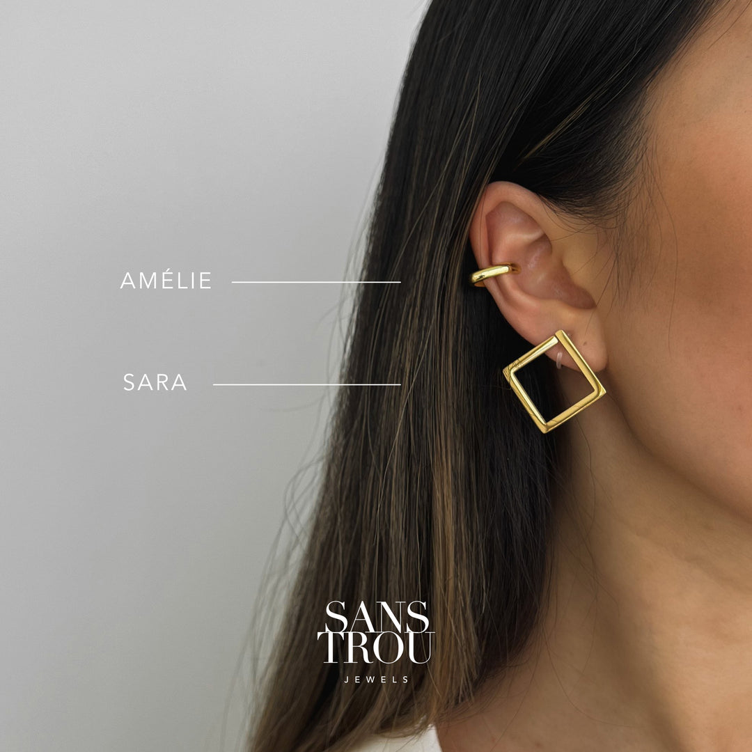 Sara Square Hoop Clip-On Earrings