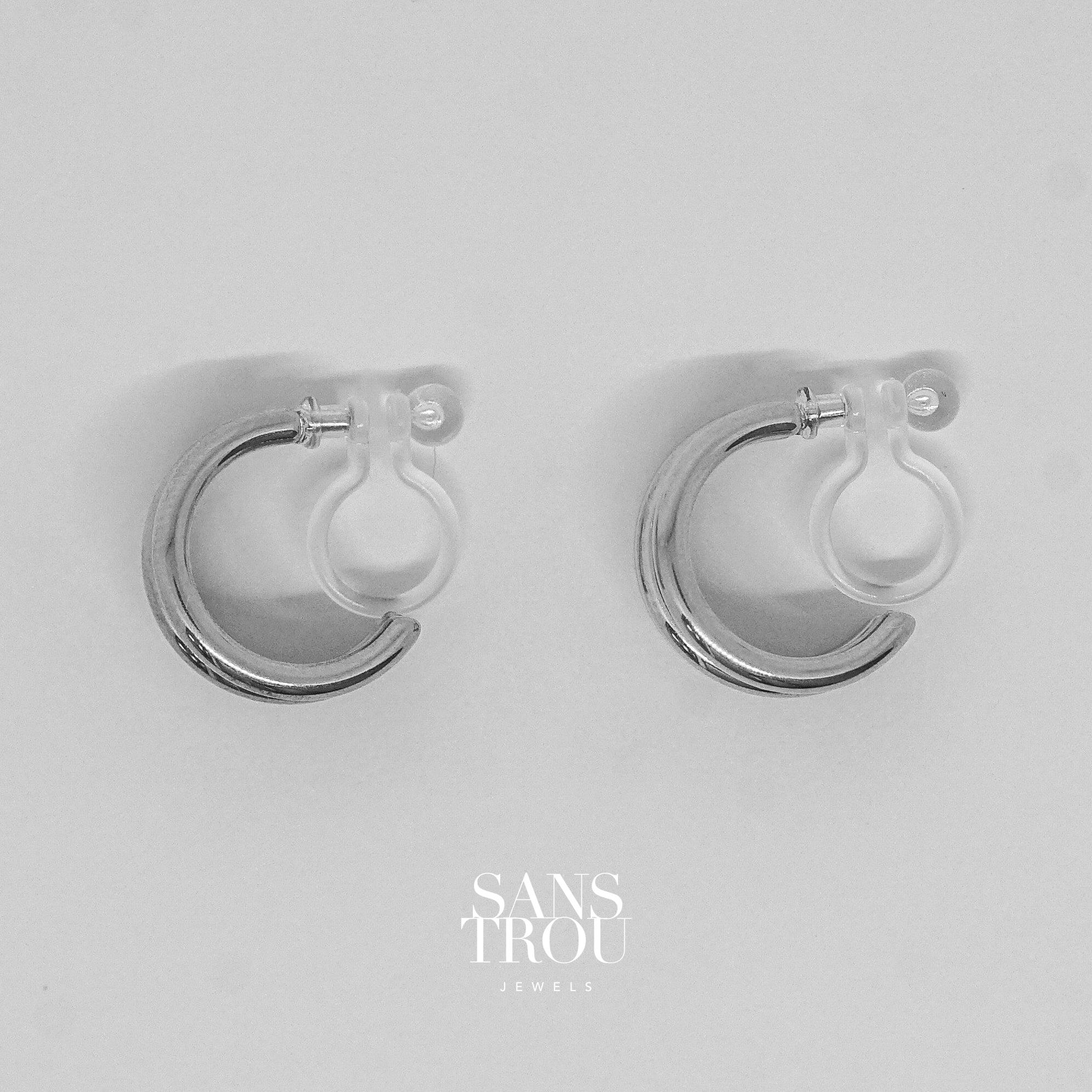 Adeline ClipOn Hoop Earrings Silver SANS TROU