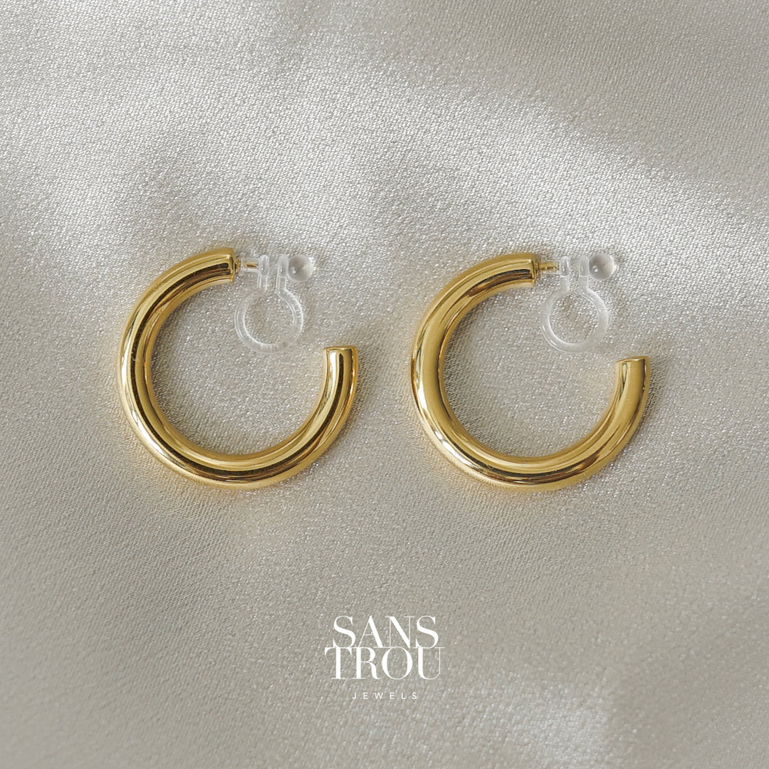 Converting to Gold Plated Clip-on Pierced-look Hoop Earrings with