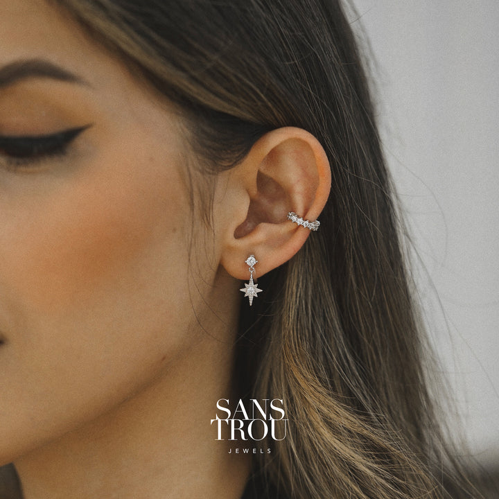Aurora Star Clip-On Earrings - Silver