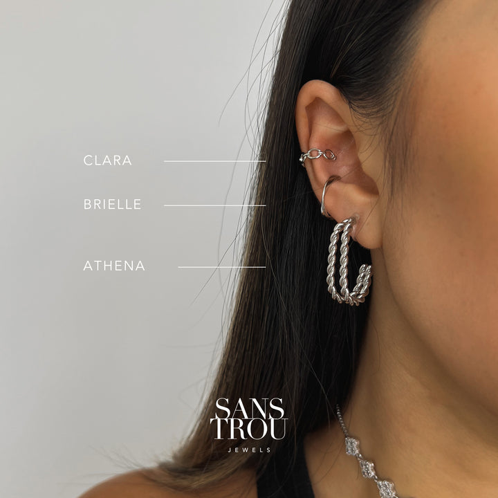 Athena Clip-On Hoop Earrings - Silver