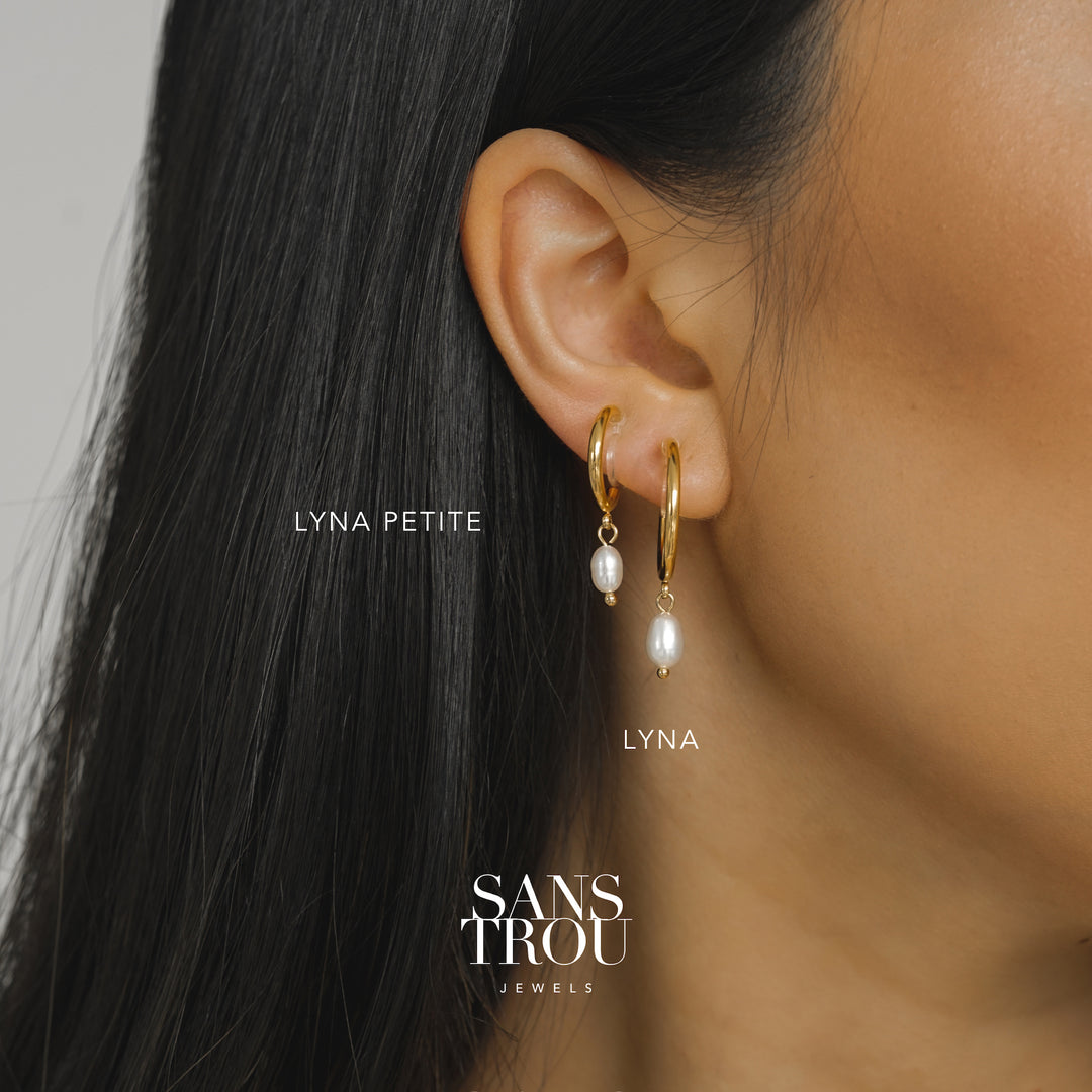 Lyna Petite Pearl Clip-On Hoop Earrings - Silver