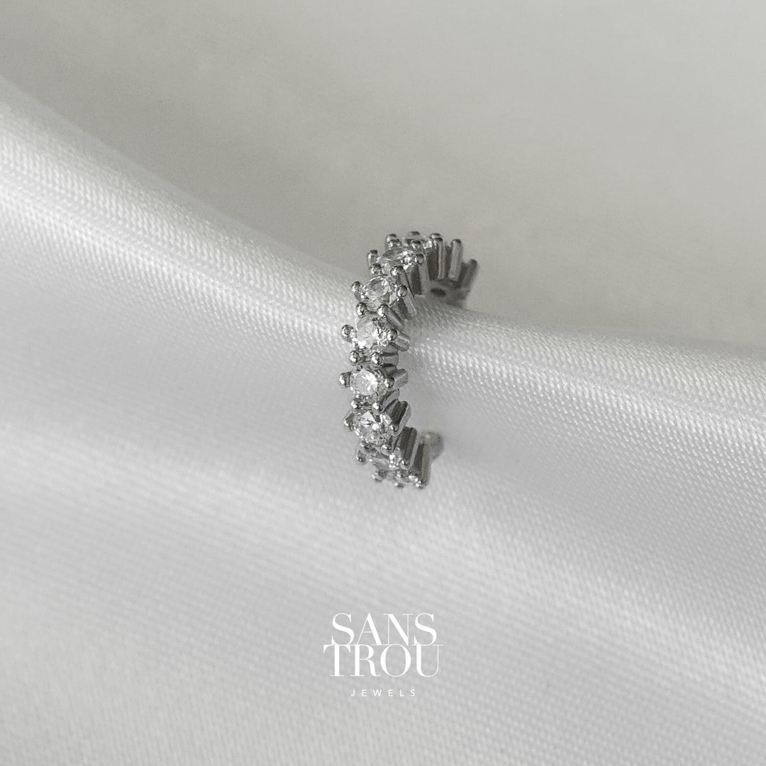 Sans Trou sterling silver ear cuff with studded CZ stones. This cuff can be worn on the helix. 
