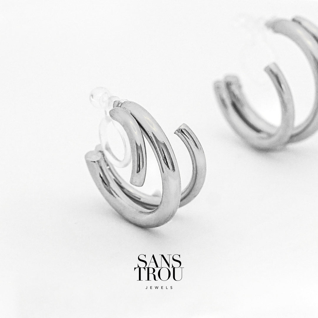Liana Clip-On Hoop Earrings - Silver