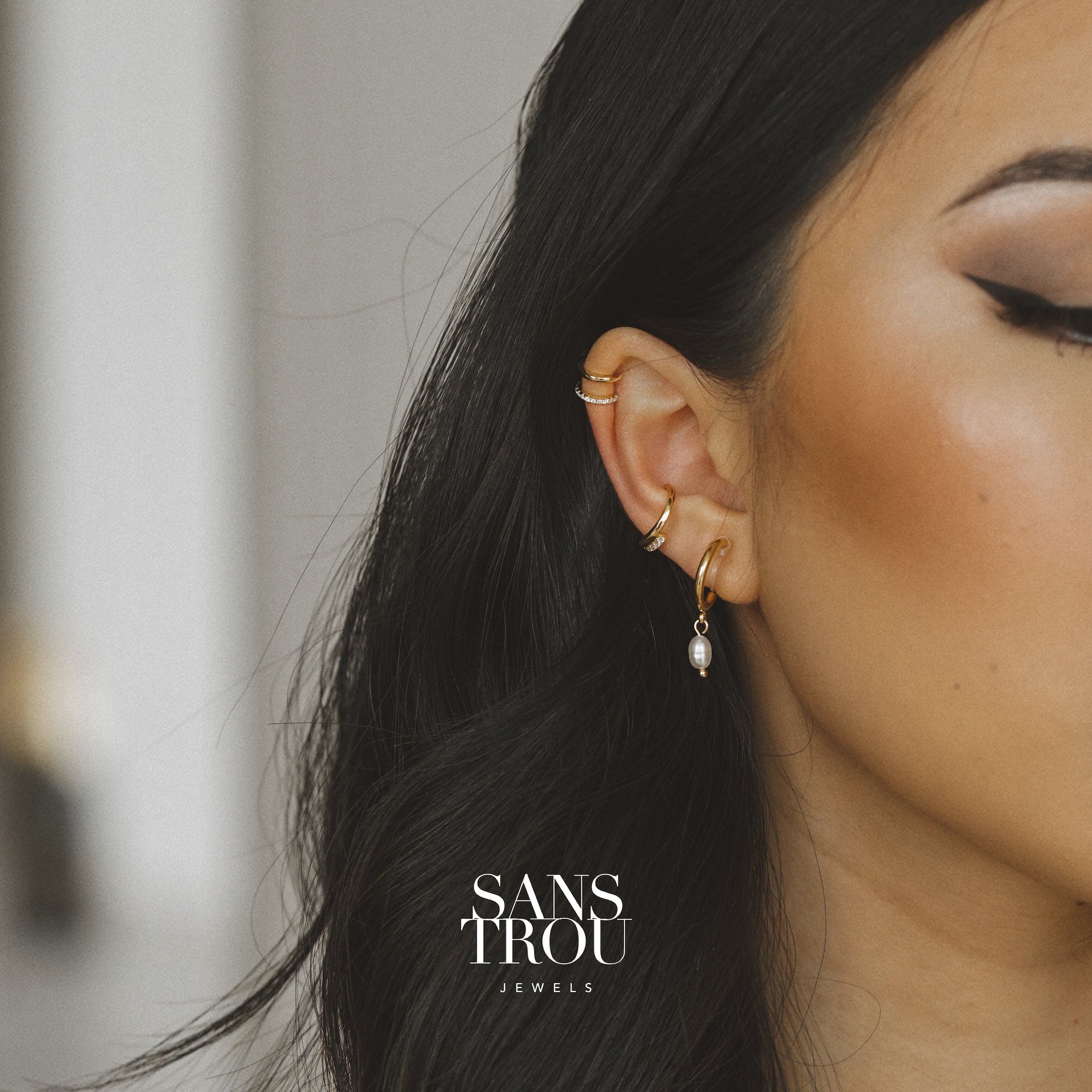 Lyna Petite Pearl Clip-On Hoop Earrings