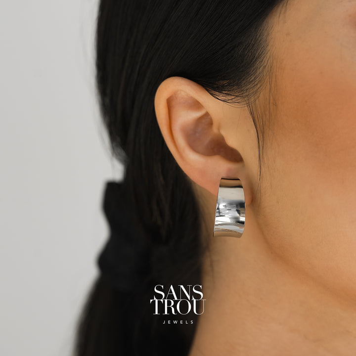 Payson Clip-On Hoop Earrings - Silver