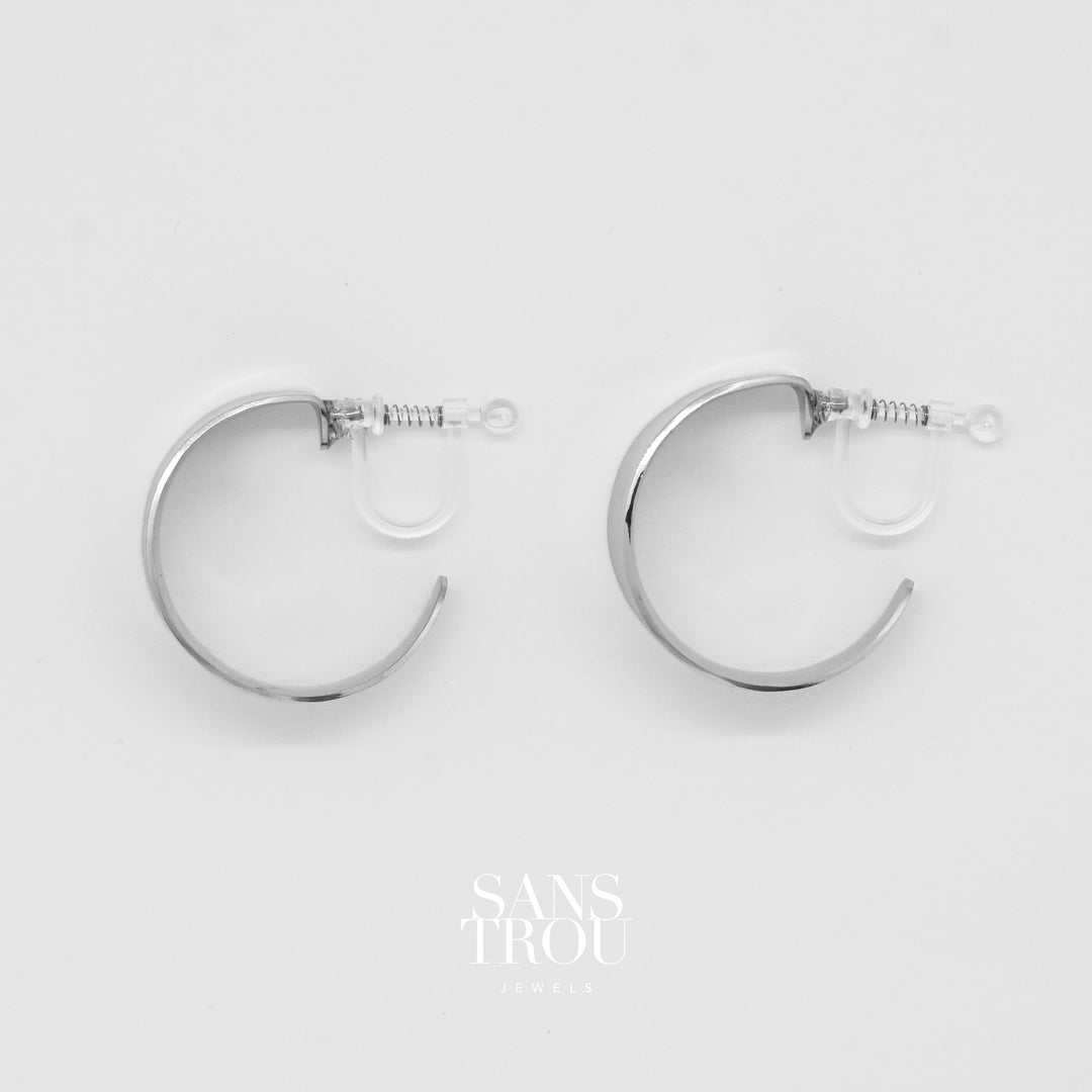 Payson Clip-On Hoop Earrings Silver - Spring Clip