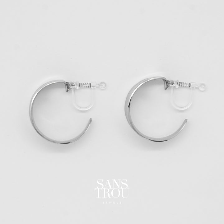 Payson Clip-On Hoop Earrings Silver - Spring Clip