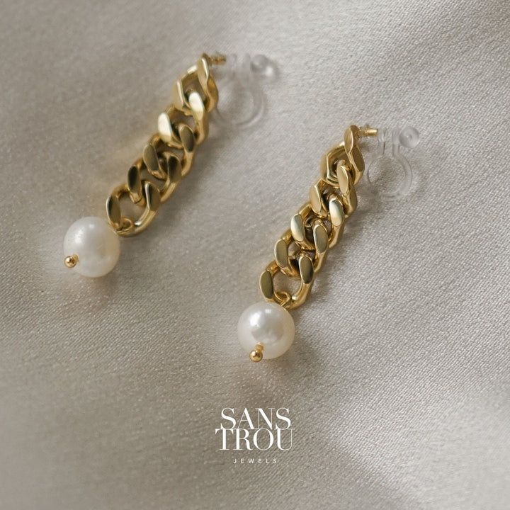 Perle Clip-On Chain Earrings