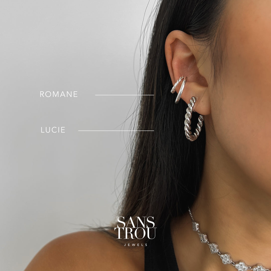 Lucie Clip-On Hoop Earrings - Silver