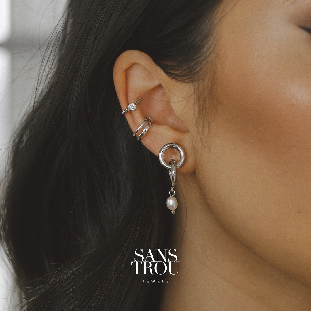 Rosalie Pearl Clip-On Earrings - Silver