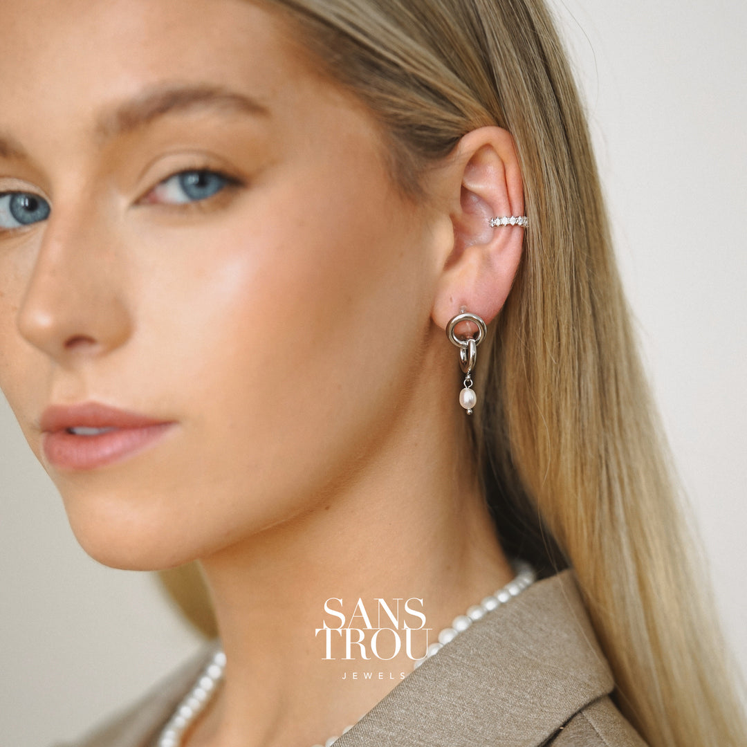 Rosalie Pearl Clip-On Earrings - Silver