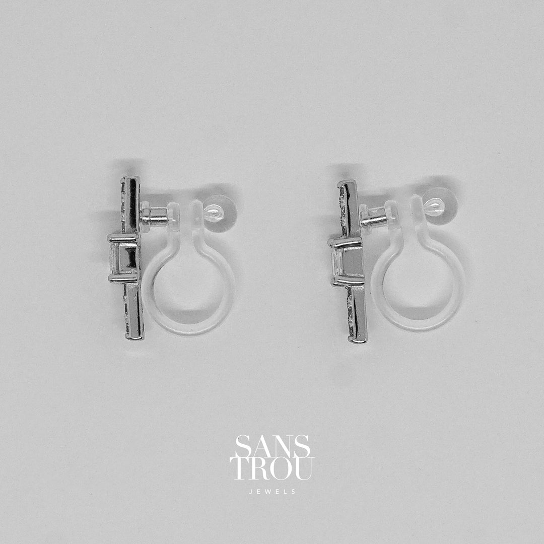 Solange Clip-On Stud Earrings - Silver
